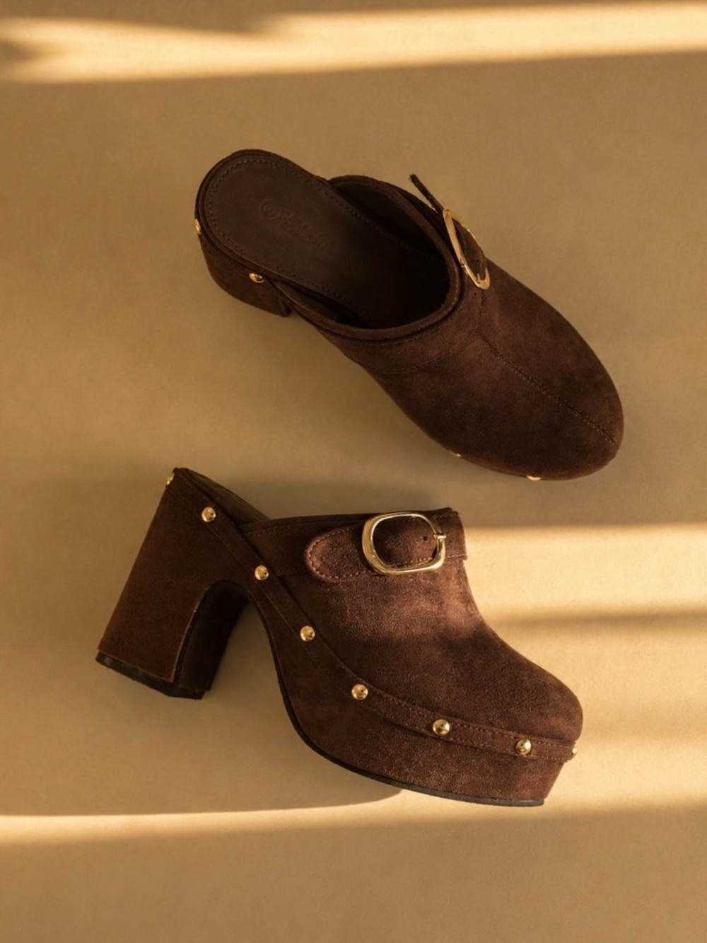 Retro Muse Studded Platform Clog with Adjustable Buckle Strap